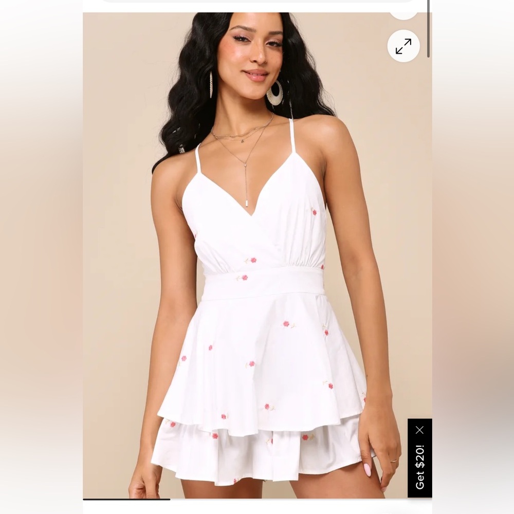 White Floral Spaghetti Strap romper
